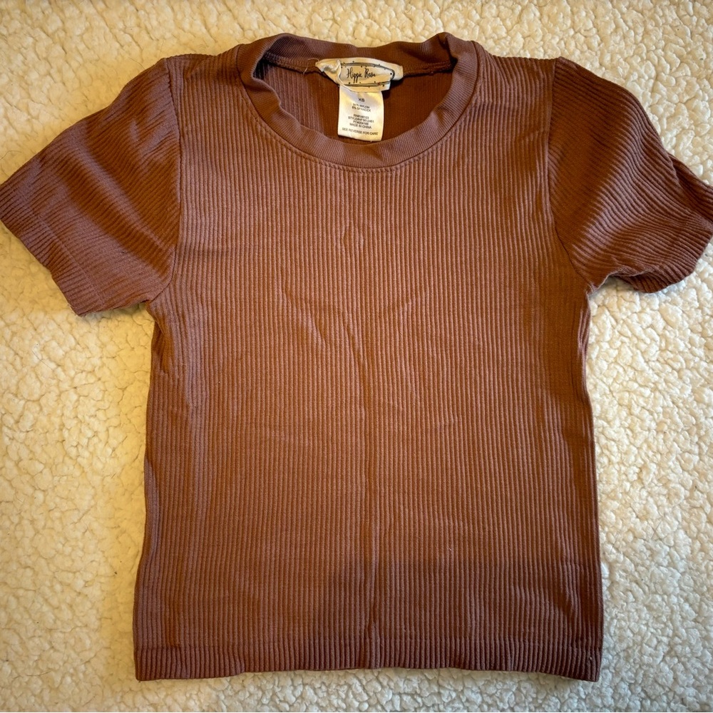 Mauve Ribbed Stretchy Long Crop